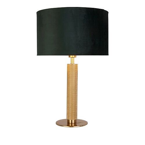 Searchlight Lampe de Table Laiton Moleté, Abat-jour Velours Vert