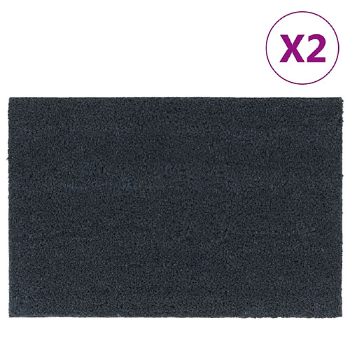 vidaXL Tapis de porte 2 pcs gris foncé 40x60 cm fibre de coco touffeté