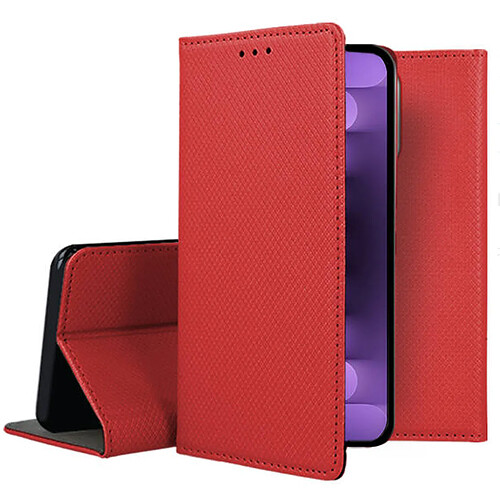 Htdmobiles Housse pour Apple iPhone 15 Pro - etui coque pochette portefeuille + verre trempe - ROUGE MAGNET