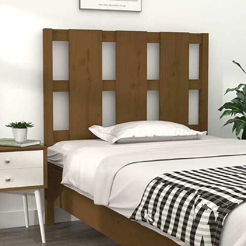 Maison Chic Tête de lit scandinave pour lit adulte,Meuble de chambre Marron miel 105,5x4x100 cm Bois massif de pin -MN43746