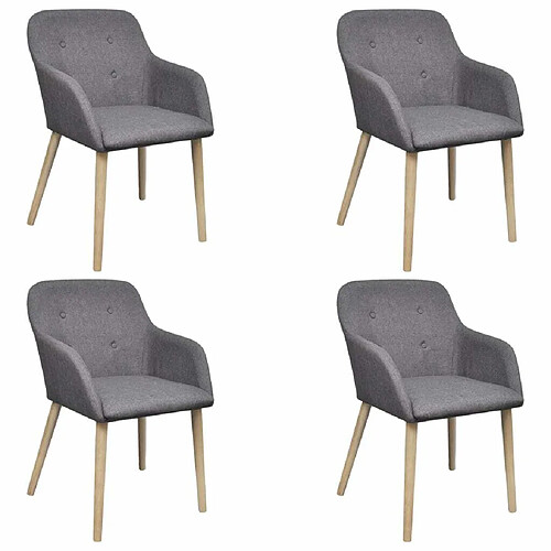 Maison Chic Lot de 4 Chaises à manger,Chaise pour cuisine gris clair tissu et chêne massif -MN77729