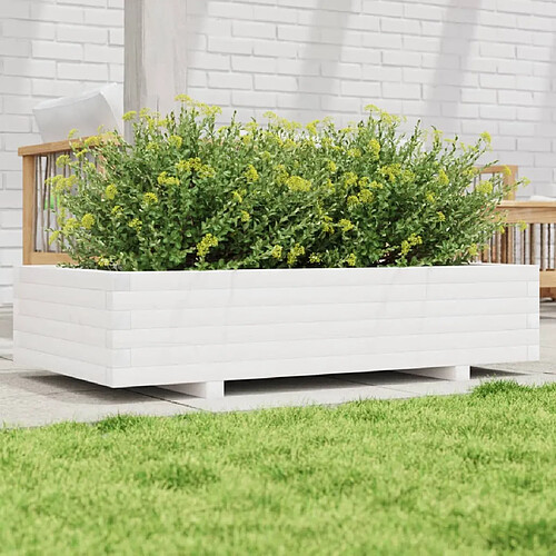 vidaXL Jardinière blanc 110x60x26,5 cm bois de pin massif