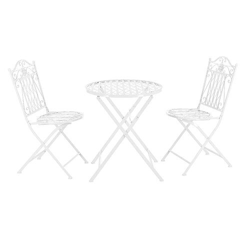 Set de Bistrot Biella pour Jardin Métal Blanc [en.casa]