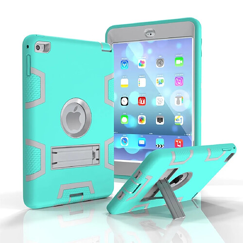 Wewoo Coque antichoc en silicone de couleur contrastée + PC pour iPad mini 5 / mini 4 avec support vert menthe