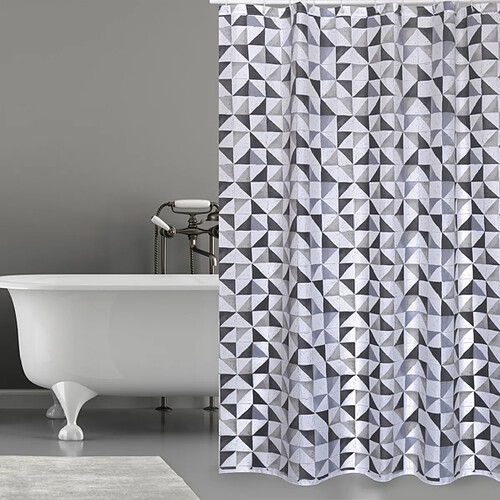 MSV Rideau de douche Polyester CALULA 180x200cm QUALITÉ PREMIUM Gris - Anneaux inclus