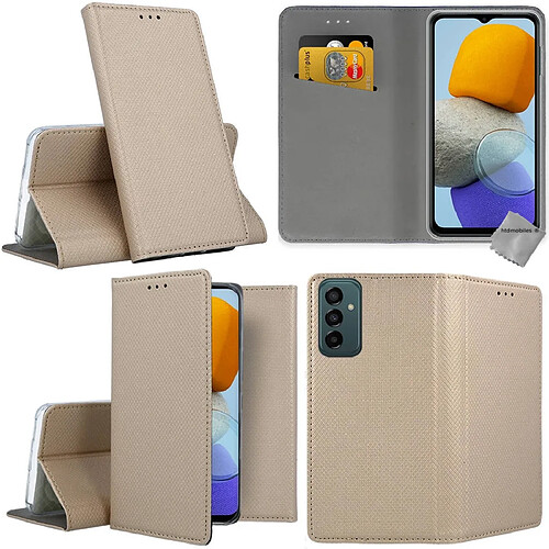 Htdmobiles Housse pour Samsung Galaxy M13 4G / M23 5G - etui coque pochette portefeuille + verre trempe - OR MAGNET