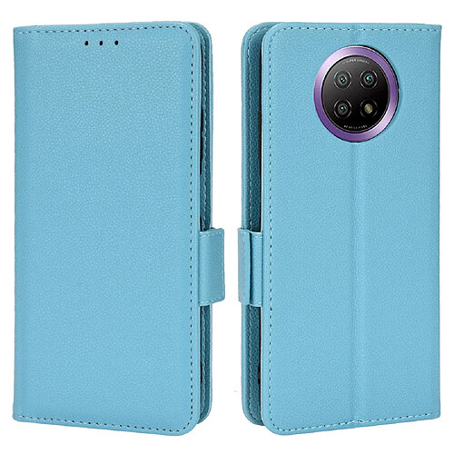 Etui en PU texture litchi, fermoir aimanté bleu clair pour votre Xiaomi Redmi Note 9 5G/Note 9T 5G