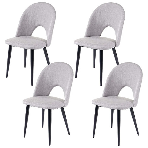 Decoshop26 4x chaises de salle à manger cuisine en tissu / textile gris pieds métal 04_0000578