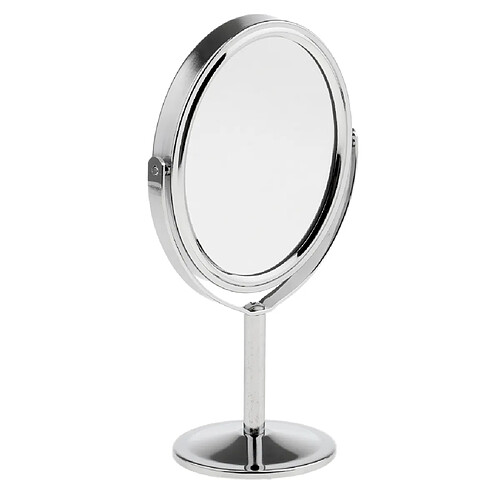 3in mini double côté normal grossissement ovale stand maquillage table miroir argent