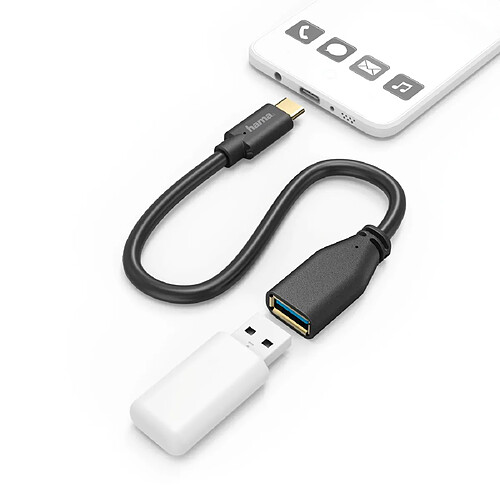 HAMA Câble adap . USB Type-C, OTG, f . mâle Type-C USB - f . A femelle, 15cm, noir