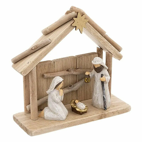 Crèche de Noël Déco 3 Santons 20cm Naturel