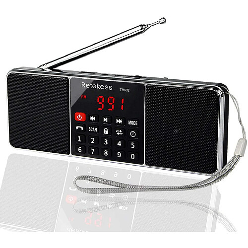 RETEKESS radio stéréo AM FM portable avec Lecteur MP3 sans Fil noir