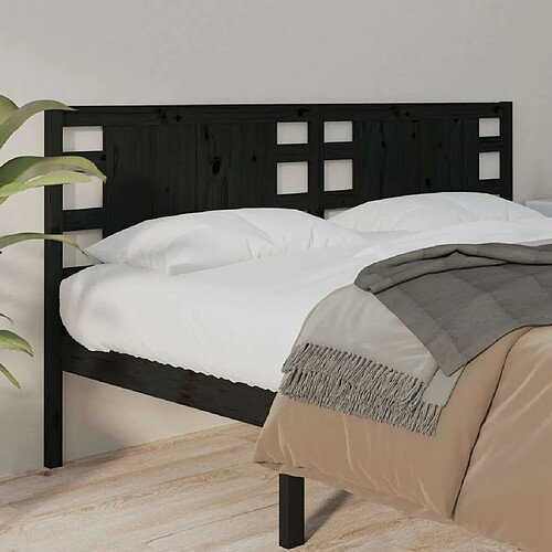 Maison Chic Tête de lit scandinave pour lit adulte,Meuble de chambre Noir 206x4x100 cm Bois massif de pin -MN81534