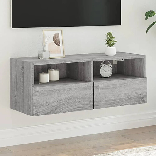 vidaXL Meuble TV mural sonoma gris 80x30x30 cm bois d'ingénierie