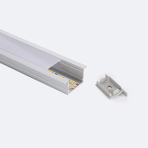 Ledkia Profilé Aluminium Encastrable 2m Pour Ruban LED jusqu'à 25 mm 2 m