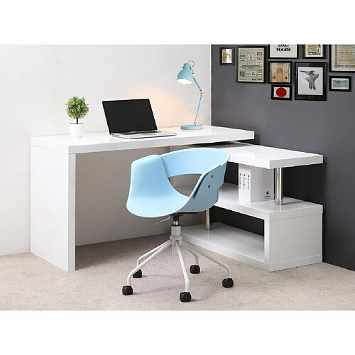 Vente-Unique Bureau extensible NICEPHORE II - MDF laqué - Blanc - Plateau pivotant 360°