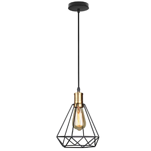 Stoex Retro Suspension Industrielle LED Cage Diamant , Suspension Luminaire en Fer E27, Noir et Idéal pour Salle à Manger, Salon, Chambre et Restaurant