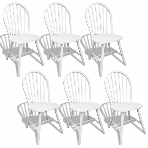 Decoshop26 Lot de 6 chaises de salle à manger cuisine design classique bois d'hévéa solide blanc CDS022152