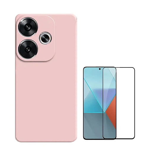 NIS Kit de film en verre 5D à couverture complète + housse en silicone rose Poco F6