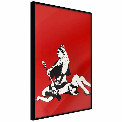 Paris Prix Affiche Murale Encadrée Banksy Queen Victoria 20 x 30 cm Noir