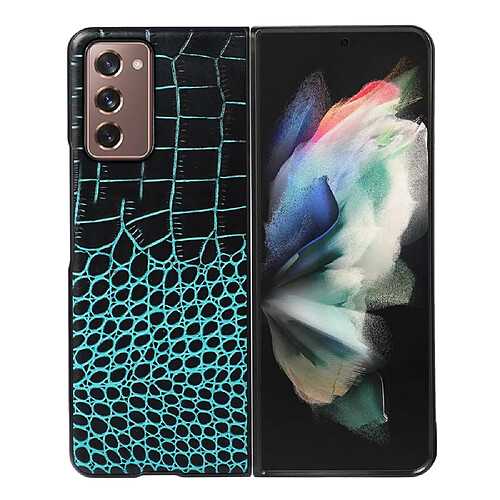 Coque en TPU + cuir véritable texture croco vert pour votre Samsung Galaxy Z Fold2 5G