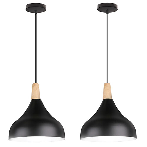 Stoex (2PCS)Lampe À Suspension Moderne Nordique Plafonnier D'Intérieur Lustre Minimaliste Abat-Jour en Métal, Noir Pour Chambre À Coucher, Cuisine, E27