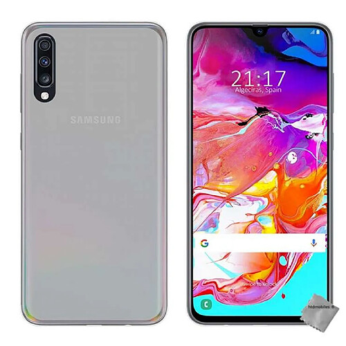 Htdmobiles Coque silicone gel fine pour Samsung Galaxy A70 + film ecran - BLANC TRANSPARENT