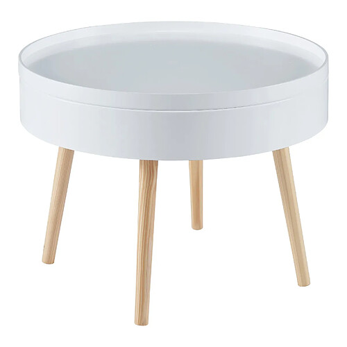 Helloshop26 Table basse avec plateau amovible 45 x 60 cm blanc 03_0008427