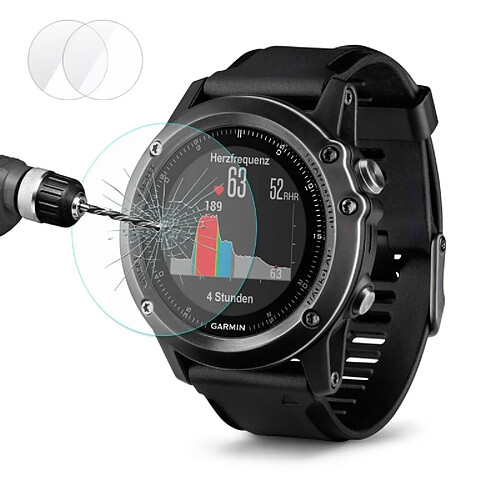 Wewoo Film protecteur écran pour Garmin Fenix 3 HR Smartwatch 0.2mm 9 H Dureté de Surface 2.15 D Antidéflagrant Verre Trempé d'Écran 2 PCS