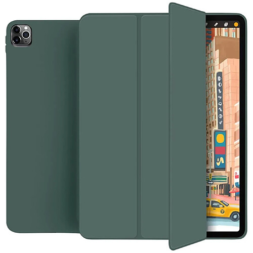 Etui en PU toucher de la peau à trois volets avec porte-stylo vert foncé pour votre Apple iPad Pro 11 pouces (2018)/(2020)