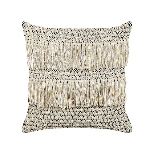 Beliani Coussin IRESINE Coton 45 x 45 cm Géométrique Beige