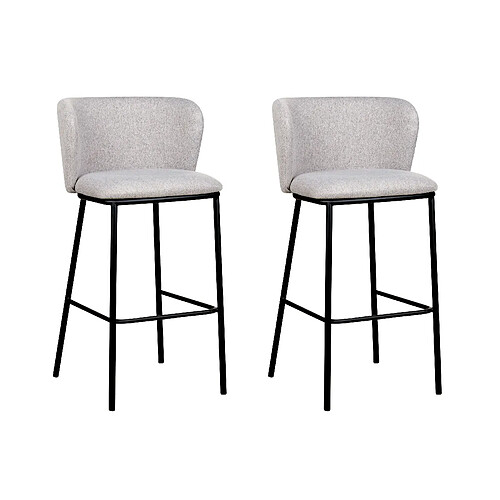 Beliani Tabouret de bar Set de 2 Tissu Gris MINA