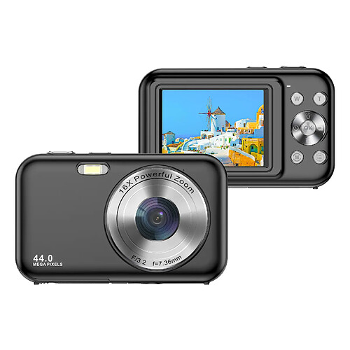 INF Appareil photo numérique 1080P 44MP 16 x zoom écran 2,4" Black