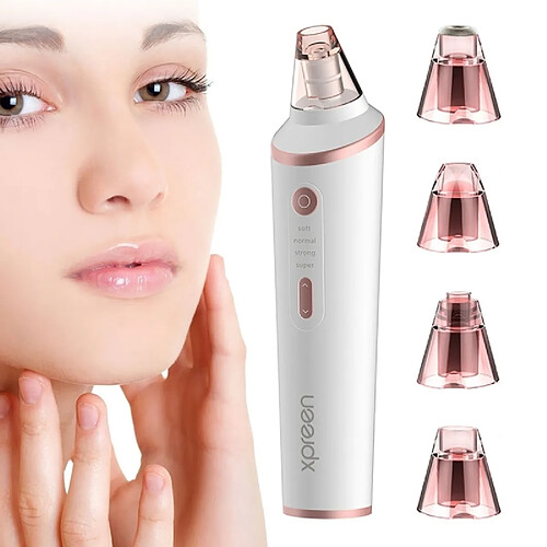 Wewoo Brumisateur blanc XPREEN XPRE037 sans fil de charge multi-fonction Blackhead Extractor Pore Cleanser avec quatre sondes et fonction d'éclairage LED