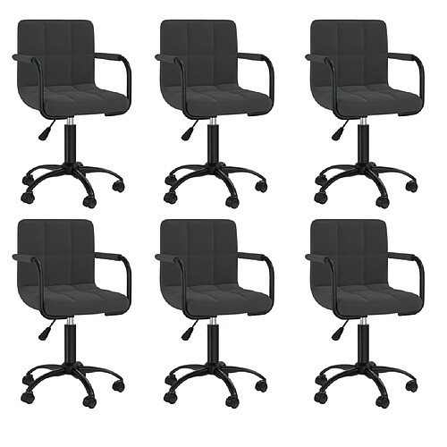 vidaXL Chaises pivotantes à manger lot de 6 noir velours