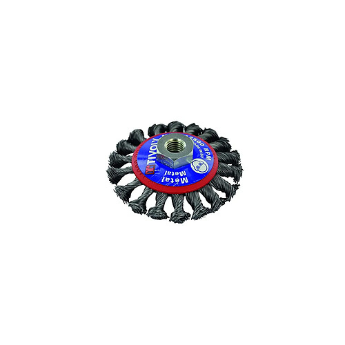 Brosse Conique D95mm M14 TIVOLY pour meuleuse Acier Torsadé Technic Gros Décapage Métal