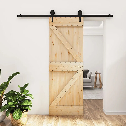 vidaXL Porte coulissante et kit de quincaillerie 70x210 cm pin massif