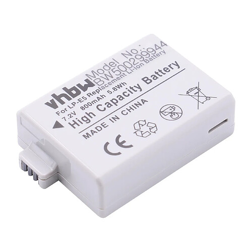 vhbw Li-Ion batterie 800mAh (7.4V) pour appareil photo Canon EOS Rebel T1i, EOS Rebel XS comme LP-E5.