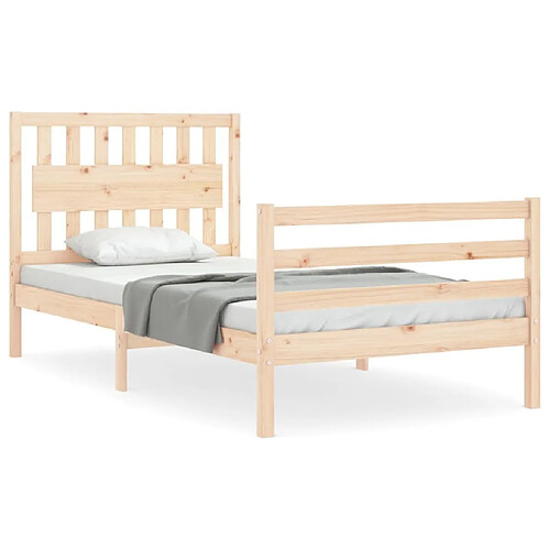 Maison Chic Cadre/structure de lit et tête de lit pour adulte - Lit Moderne Chambre 100x200 cm bois massif -MN29041