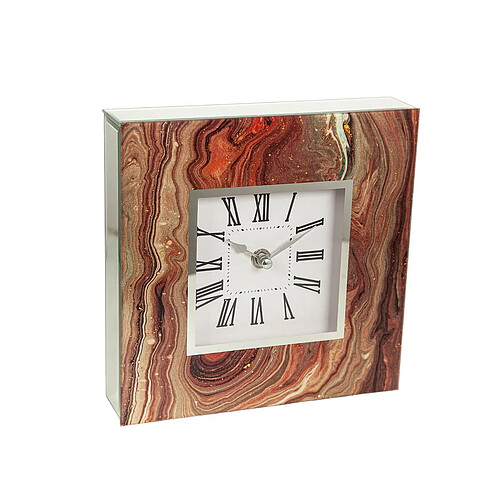 Horloge de table Romimex Marron Doré verre 20 x 20 x 5 cm