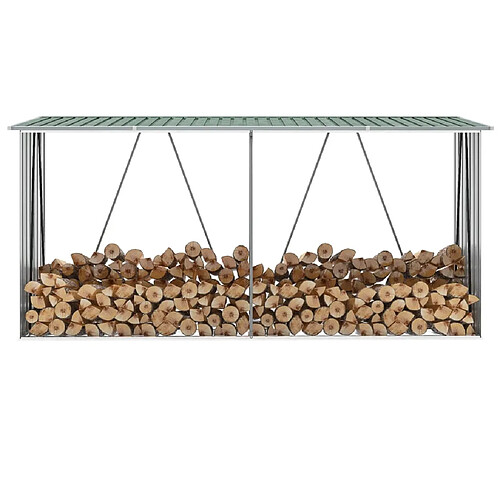 vidaXL Abri de stockage de bois Acier galvanisé 330x84x152 cm Vert