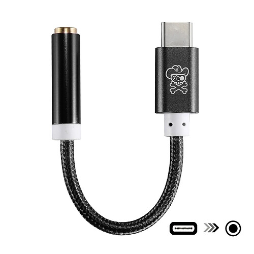 Wewoo Adaptateur noir Audio USB-C / Type-C vers Jack 3,5 mm Nylon Tissé, Longueur: environ 10cm