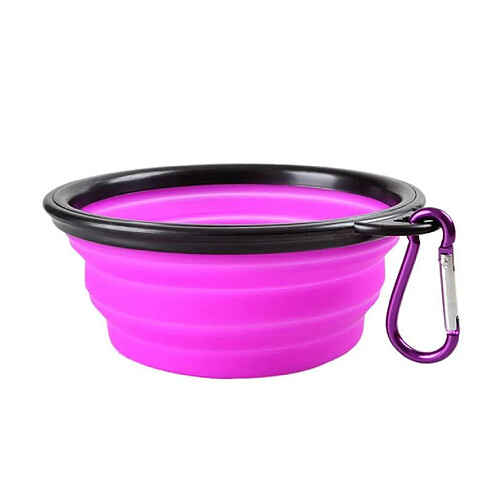 Justgreenbox Conteneur portatif de chiot de voyage de silicone qui respecte l'environnement de bol d'alimentation d'animal familier de Fordable, Mauve