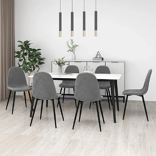 vidaXL Chaises à manger lot de 6 gris clair velours