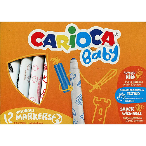 Carioca Marker 2+ - stylos-feutres (Extra Bold, Pointe ogive, Rond, Multi, Italie, Boîte en carton)