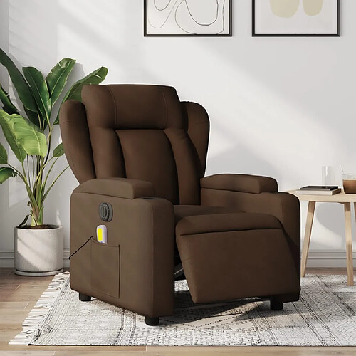 vidaXL Fauteuil inclinable de massage électrique marron tissu