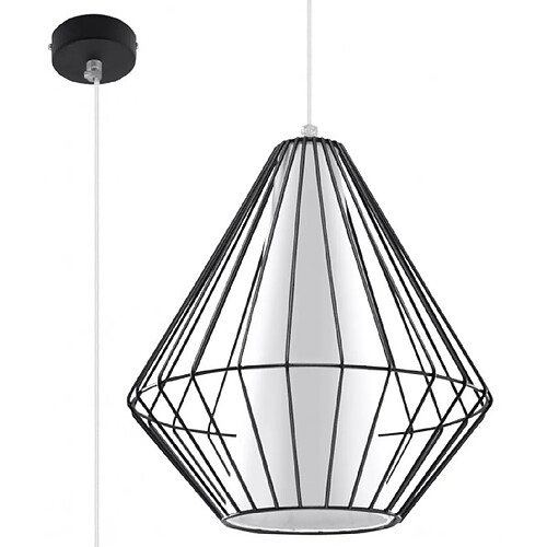 Luminaire Center Suspension DEMI acier/PVC noir/blanc 1 ampoule