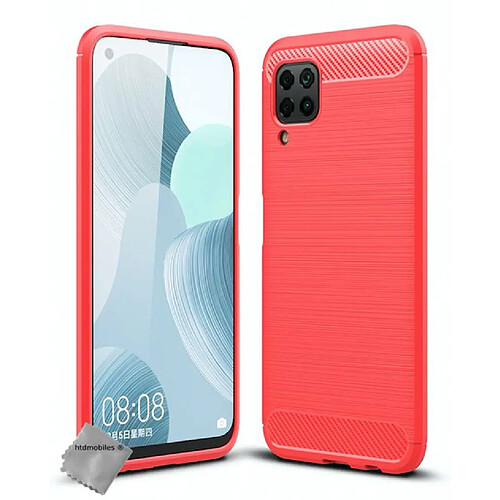 Htdmobiles Coque silicone gel carbone pour Huawei P40 Lite + verre trempe - ROUGE