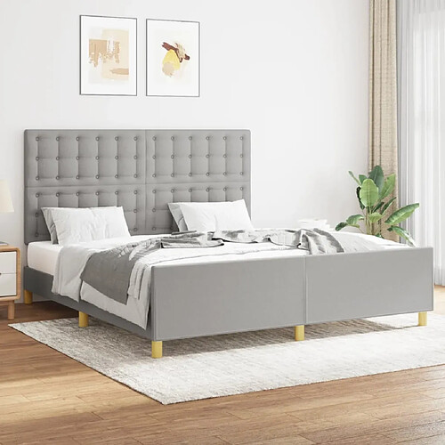 Maison Chic Lit adulte - Cadre Structure de lit avec tête de lit Contemporain Gris clair 160x200 cm Tissu -MN14396