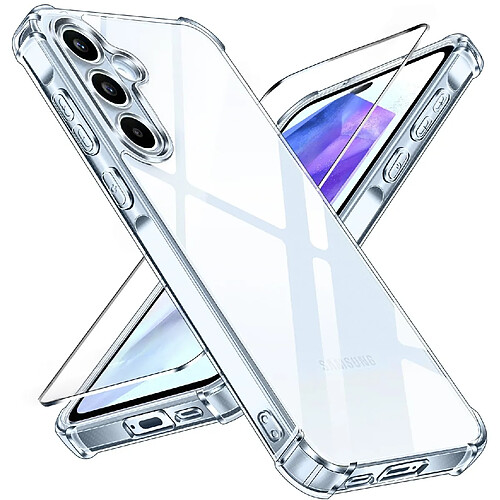 Coque Pour Samsung Galaxy A55 5G Silicone Transparente Angles Renforces + Verre Trempe Little Boutik©